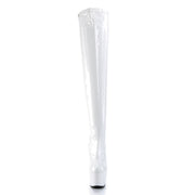 Pleaser ADORE-3000 Platform Thigh High Boot (White Stretch Patent/White)