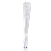 Pleaser ADORE-3000 Platform Thigh High Boot (White Stretch Patent/White)