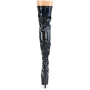 Pleaser ADORE-3000HWR Platform Thigh High Boot (Black Stretch Holo/Black Holo)