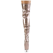 Pleaser ADORE-3000HWR Platform Thigh High Boot (Rose Gold Stretch Holo/Rose Gold Holo)