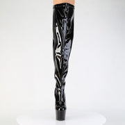 Pleaser ADORE-3000WCF Platform Thigh High Boot (Black Stretch Patent/Black)