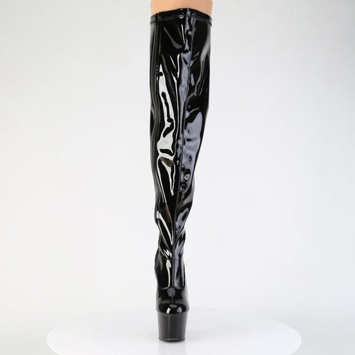 Pleaser ADORE-3000WCF Platform Thigh High Boot (Black Stretch Patent/Black)