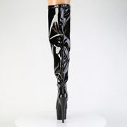 Pleaser ADORE-3000WCF Platform Thigh High Boot (Black Stretch Patent/Black)