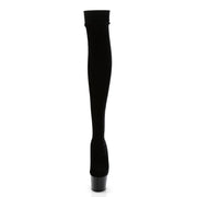 Pleaser ADORE-3002 Platform Thigh High Boot (Black Stretch Velvet/Black)