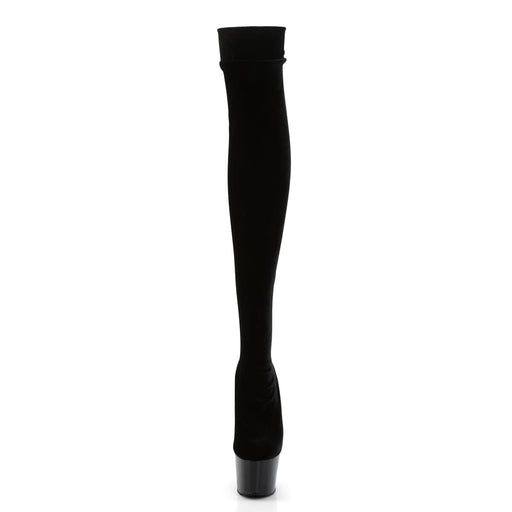 Pleaser ADORE-3002 Platform Thigh High Boot (Black Stretch Velvet/Black)