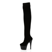 Pleaser ADORE-3002 Platform Thigh High Boot (Black Stretch Velvet/Black)