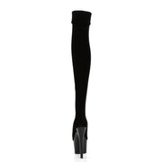 Pleaser ADORE-3002 Platform Thigh High Boot (Black Stretch Velvet/Black)