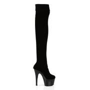 Pleaser ADORE-3002 Platform Thigh High Boot (Black Stretch Velvet/Black)