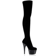 Pleaser ADORE-3002 Platform Thigh High Boot (Black Stretch Velvet/Black)