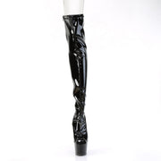 Pleaser ADORE-3011 Platform Thigh High Boot (Black Stretch Patent/Black)