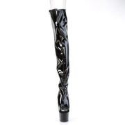 Pleaser ADORE-3017 Platform Thigh High Boot (Black Stretch Patent/Black)