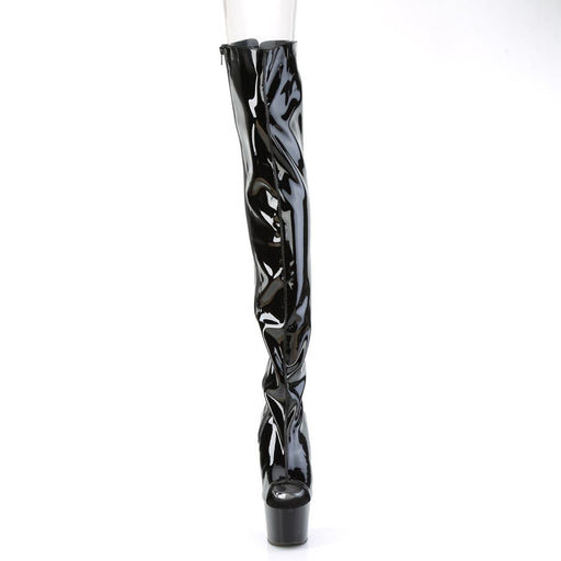 Pleaser ADORE-3017 Platform Thigh High Boot (Black Stretch Patent/Black)
