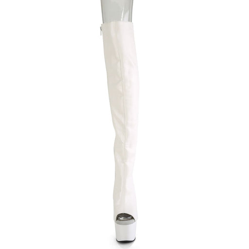 Pleaser ADORE-3019 Platform Knee High Boot (White Faux Leather/White Matte)