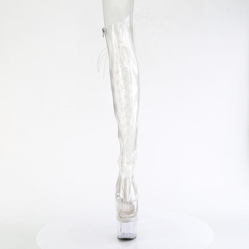 Pleaser ADORE-3019C Platform Knee High Boot (Clear TPU/Clear)