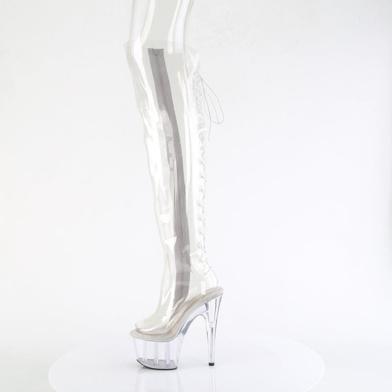 Pleaser ADORE-3019C Platform Knee High Boot (Clear TPU/Clear)
