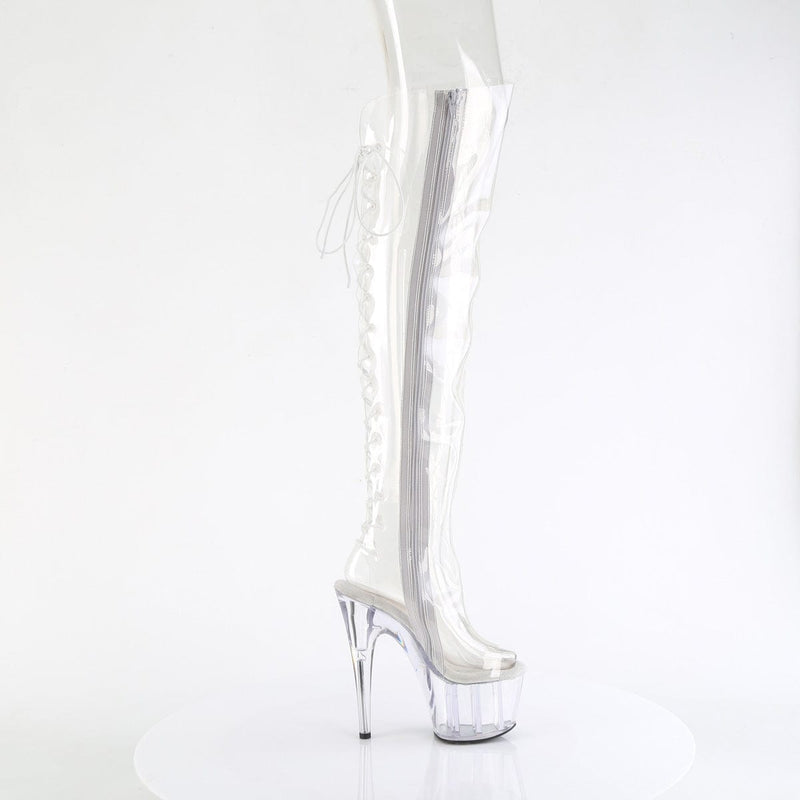 Pleaser ADORE-3019C Platform Knee High Boot (Clear TPU/Clear)