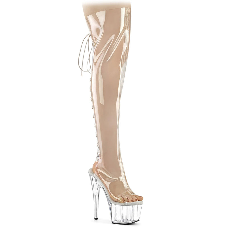 Pleaser ADORE-3019C Platform Knee High Boot (Clear TPU/Clear)