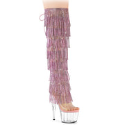 Pleaser ADORE-3019C-RSF Platform Knee High Boot (Clear-Baby Pink/Clear)