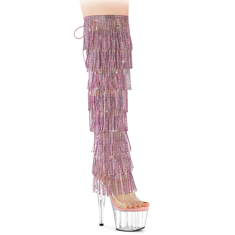 Pleaser ADORE-3019C-RSF Platform Knee High Boot (Clear-Baby Pink/Clear)