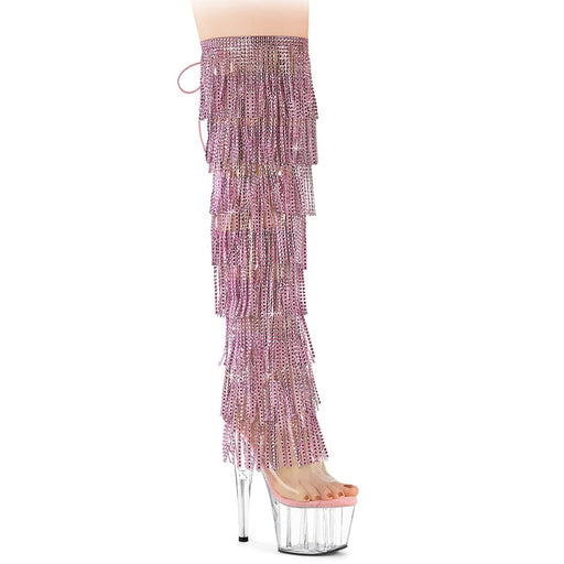 Pleaser ADORE-3019C-RSF Platform Knee High Boot (Clear-Baby Pink/Clear)