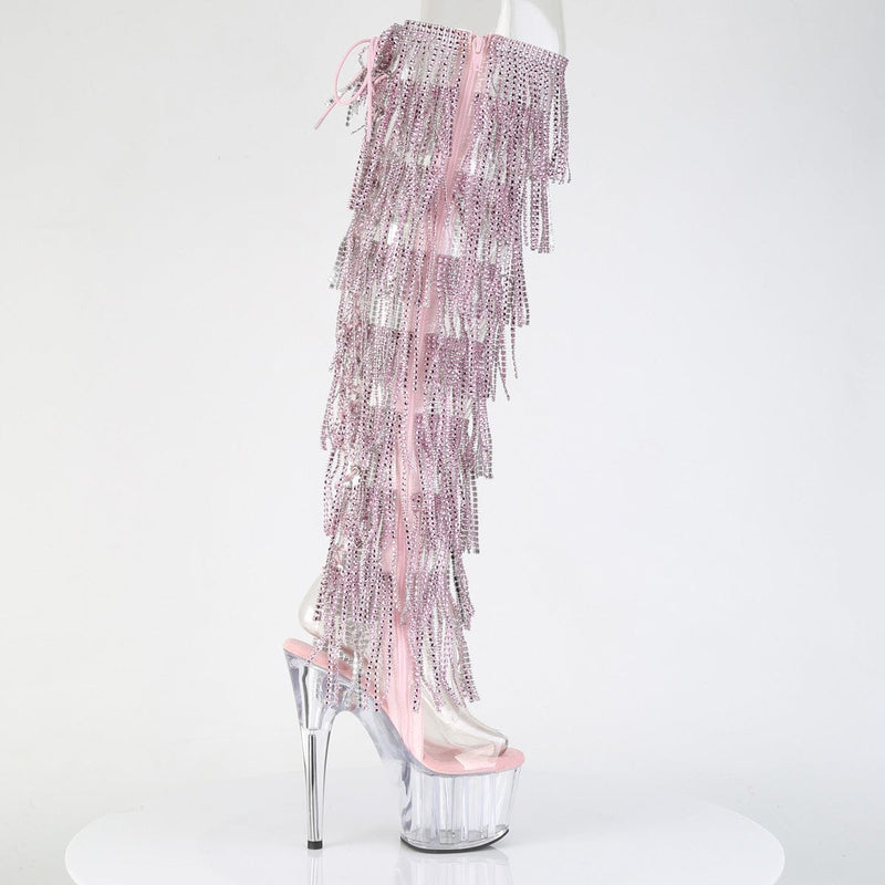 Pleaser ADORE-3019C-RSF Platform Knee High Boot (Clear-Baby Pink/Clear)
