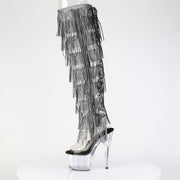 Pleaser ADORE-3019C-RSF Platform Knee High Boot (Clear-Black/Clear)