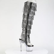 Pleaser ADORE-3019C-RSF Platform Knee High Boot (Clear-Black/Clear)