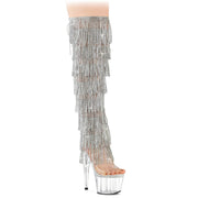 Pleaser ADORE-3019C-RSF Platform Knee High Boot (Clear-Silver/Clear)