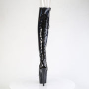 Pleaser ADORE-3019HWR Platform Knee High Boot (Black Stretch Holo/Black Holo)