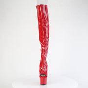Pleaser ADORE-3019HWR Platform Knee High Boot (Red Stretch Holo/Red Holo)