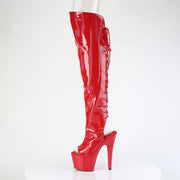 Pleaser ADORE-3019HWR Platform Knee High Boot (Red Stretch Holo/Red Holo)