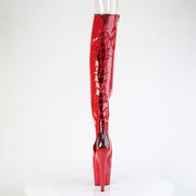Pleaser ADORE-3019HWR Platform Knee High Boot (Red Stretch Holo/Red Holo)