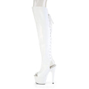 Pleaser ADORE-3019HWR Platform Knee High Boot (White Stretch Holo/White Holo)