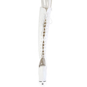 Pleaser ADORE-3019HWR Platform Knee High Boot (White Stretch Holo/White Holo)