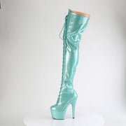 Pleaser ADORE-3020GP Platform Thigh High Boot (Aqua Glitter Patent/M)