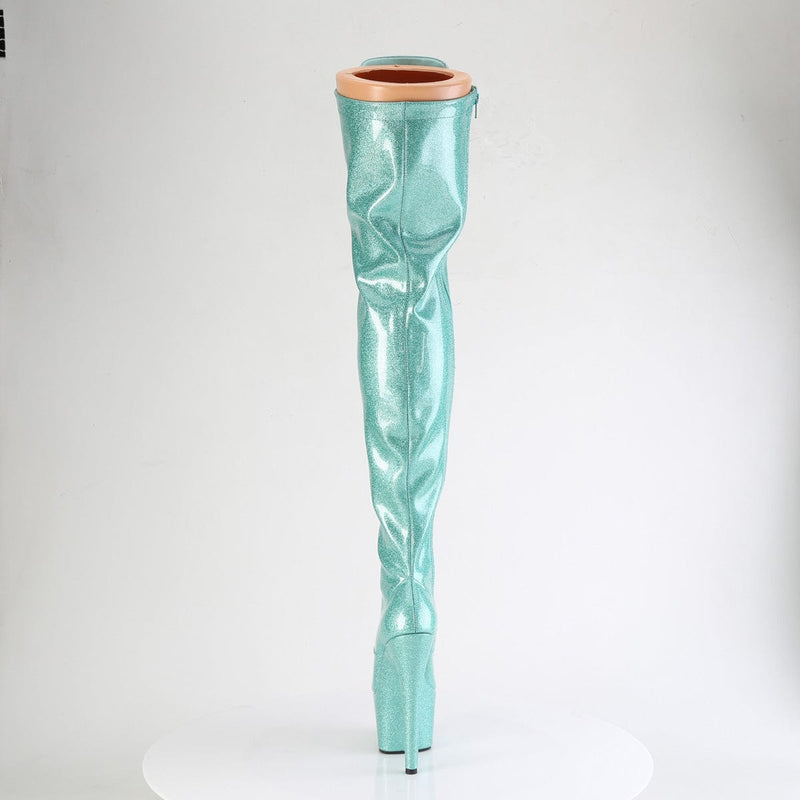 Pleaser ADORE-3020GP Platform Thigh High Boot (Aqua Glitter Patent/M)