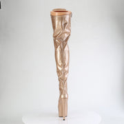 Pleaser ADORE-3020GP Platform Thigh High Boot (Gold Glitter Patent/M)