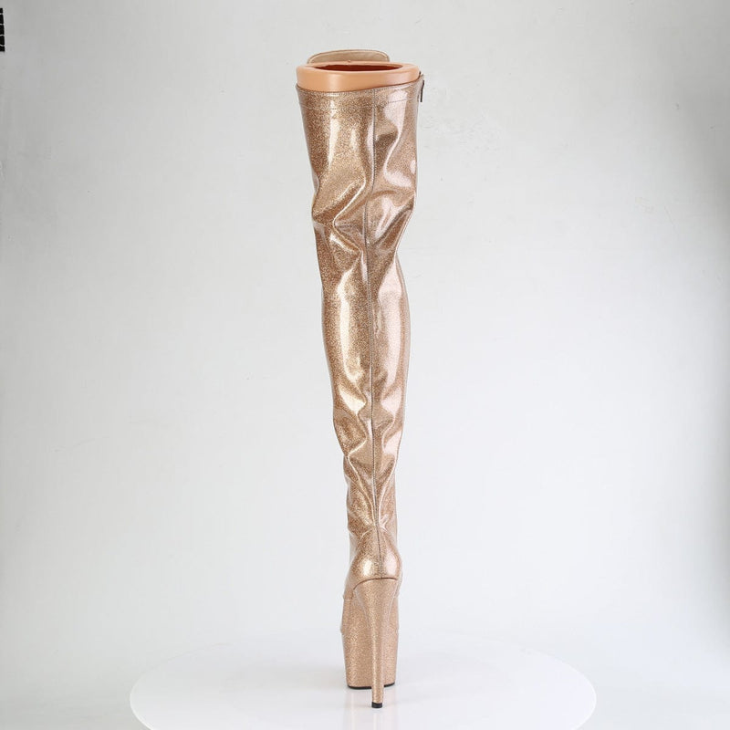 Pleaser ADORE-3020GP Platform Thigh High Boot (Gold Glitter Patent/M)