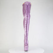 Pleaser ADORE-3020GP Platform Thigh High Boot (Lilac Glitter Patent/M)