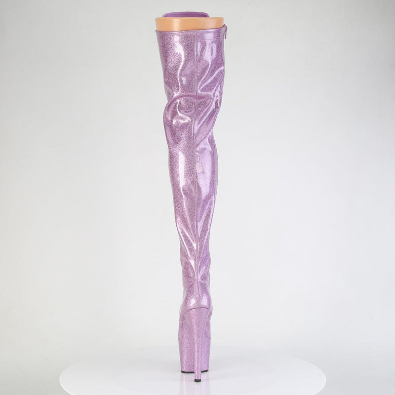 Pleaser ADORE-3020GP Platform Thigh High Boot (Lilac Glitter Patent/M)