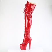 Pleaser ADORE-3020GP Platform Thigh High Boot (Red Glitter Patent/M)
