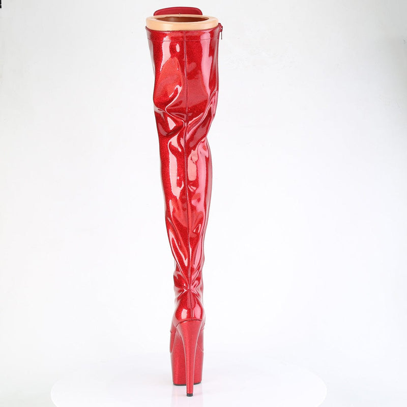 Pleaser ADORE-3020GP Platform Thigh High Boot (Red Glitter Patent/M)