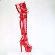 Pleaser ADORE-3020GP Platform Thigh High Boot (Red Glitter Patent/M)