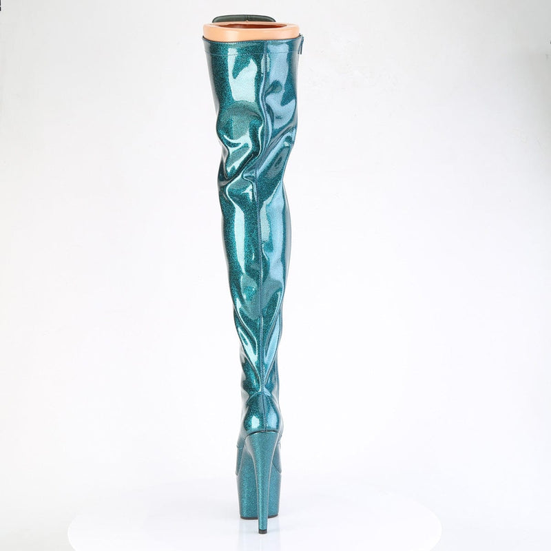 Pleaser ADORE-3020GP Platform Thigh High Boot (Teal Glitter Patent/M)