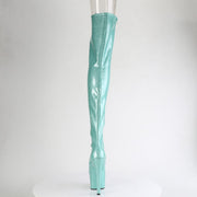 Pleaser ADORE-3021GP Platform Thigh High Boot (Aqua Glitter Patent/M)