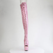 Pleaser ADORE-3021GP Platform Thigh High Boot (Baby Pink Glitter Patent/M)