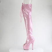 Pleaser ADORE-3021GP Platform Thigh High Boot (Baby Pink Glitter Patent/M)