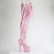 Pleaser ADORE-3021GP Platform Thigh High Boot (Baby Pink Glitter Patent/M)