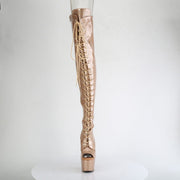 Pleaser ADORE-3021GP Platform Thigh High Boot (Gold Glitter Patent/M)