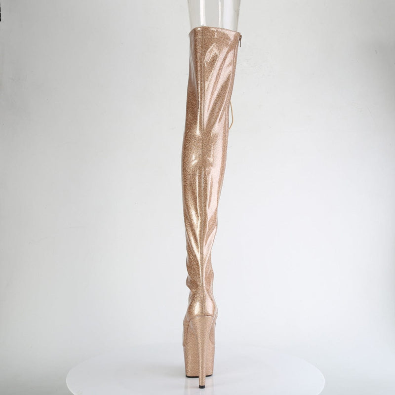 Pleaser ADORE-3021GP Platform Thigh High Boot (Gold Glitter Patent/M)